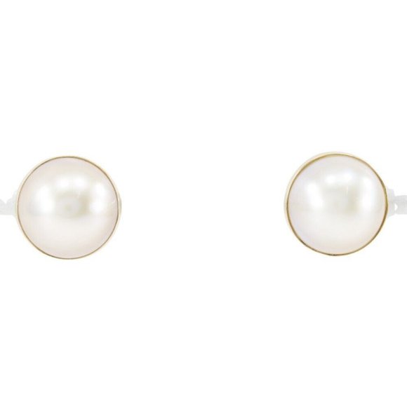 mabe shellfish earring K18 yellow gold/Pearl 5.5g Women - Picture 1 of 5